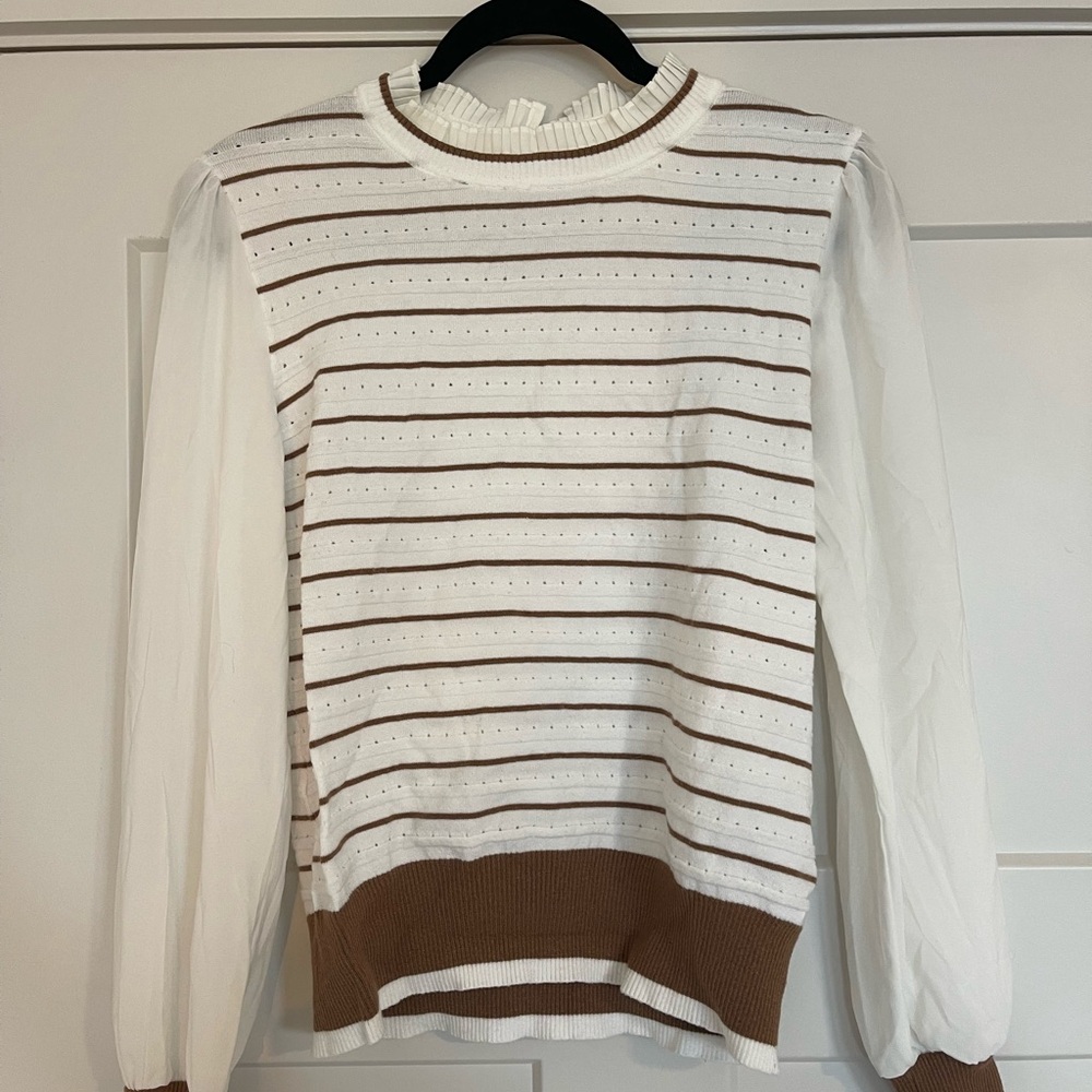 Striped White and Brown Sweater